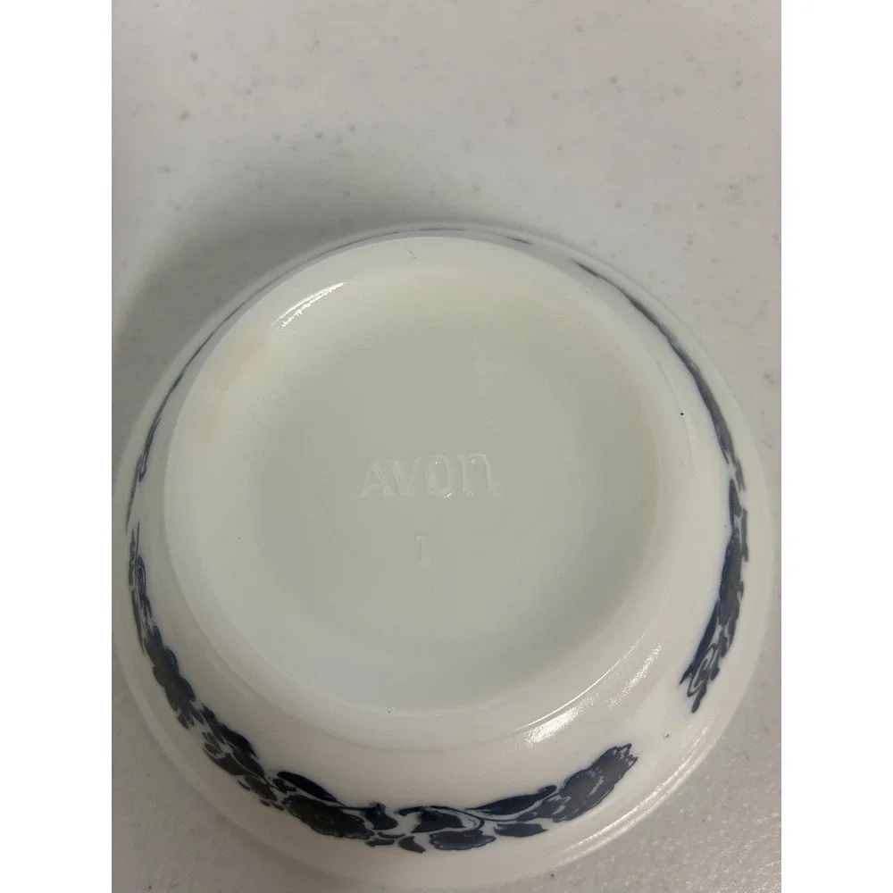 Vintage Avon Milk Glass Blue Floral Cruet (Skin So Soft)